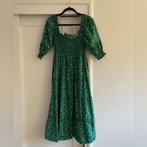 The Nesli Nap Dress - Emerald Trellis - Emerald Trellis / M